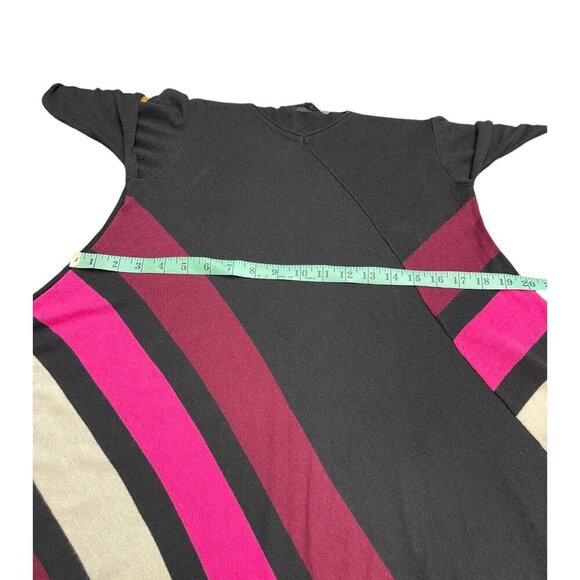 NY Collection Womens Multi-Color Striped Black Handkerchief Hem Tunic Top Size M - Picture 6 of 7